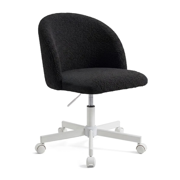 Silla de escritorio tapizada en borreguito negro 76-89,5 cm Candy Negro