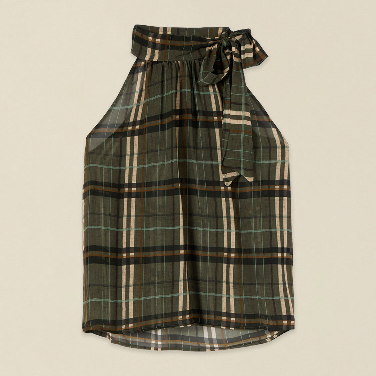 Oltre - Top fantasia con scollo ad americana - Verde militare