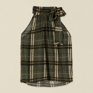 Oltre - Top fantasia con scollo ad americana - Verde militare