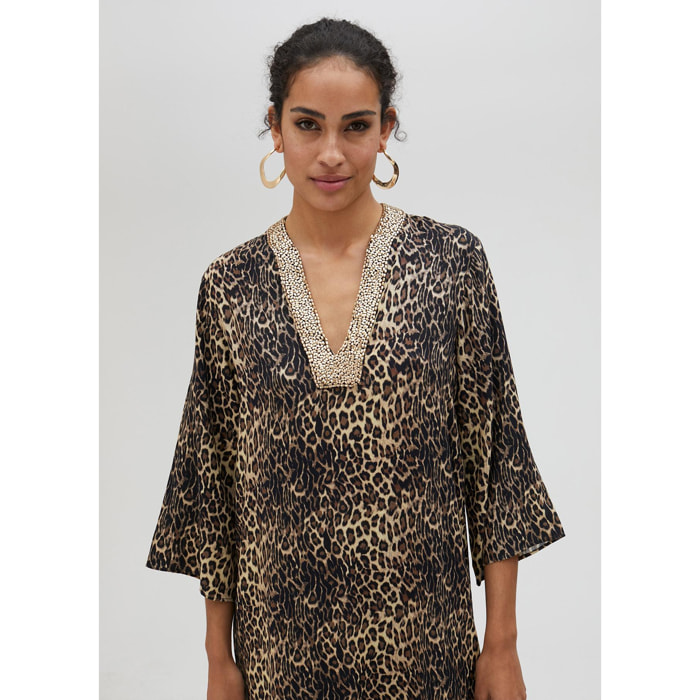 Kurta vestito corto stampa animalier