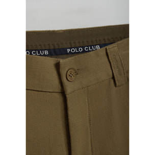 Pantaloncini Bali in lino e cotone verde cachi con dettagli ricamati Polo Club