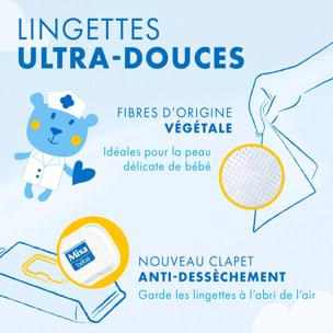 Lot de 12 - Mixa Bébé Lingettes à l’Eau Nettoyante x80