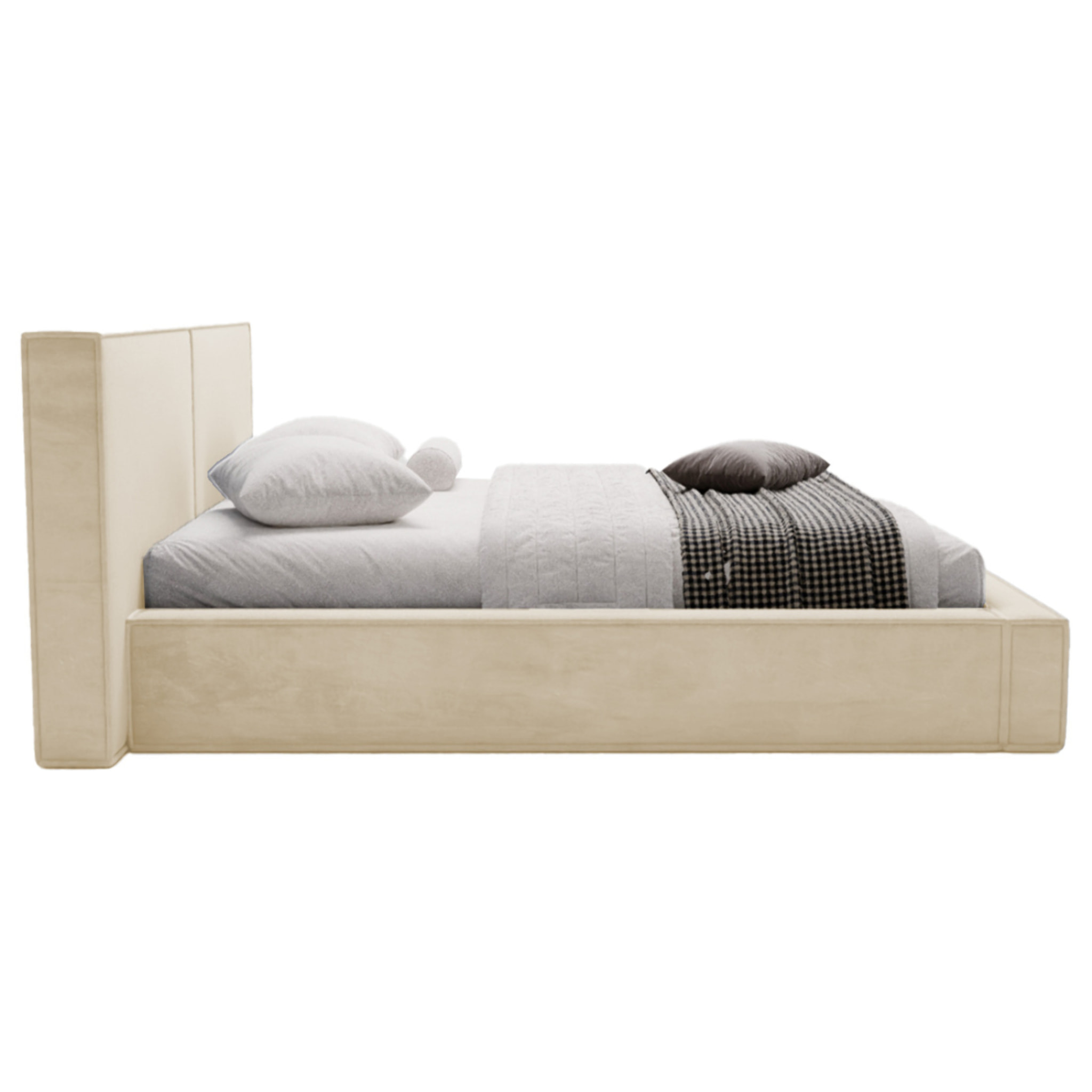 Eros - lit coffre - 160x200 cm - sommier inclus - en velours - Beige