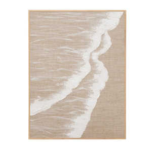 Tableau beige et blanc décoratif sur lin avec cadre en bois peint à la main à la peinture à l'huile en différentes tailles