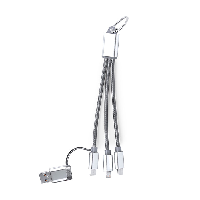 Cavo caricabatterie triplo Micro USB, tipo C e connessione Lightning 5 V CC 2,4 A