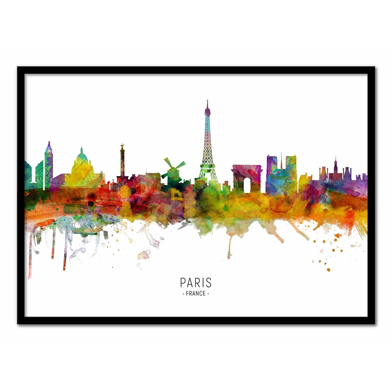 Affiche - Paris France Skyline (Colored Version) - Michael Tompsett
