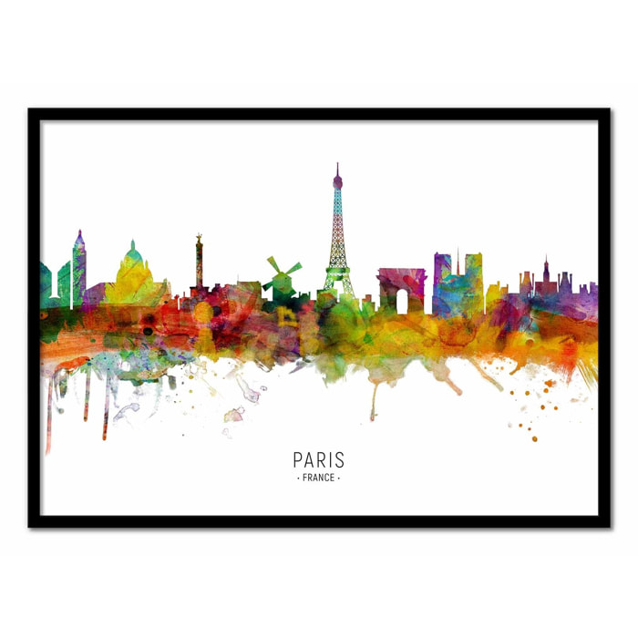Affiche - Paris France Skyline (Colored Version) - Michael Tompsett