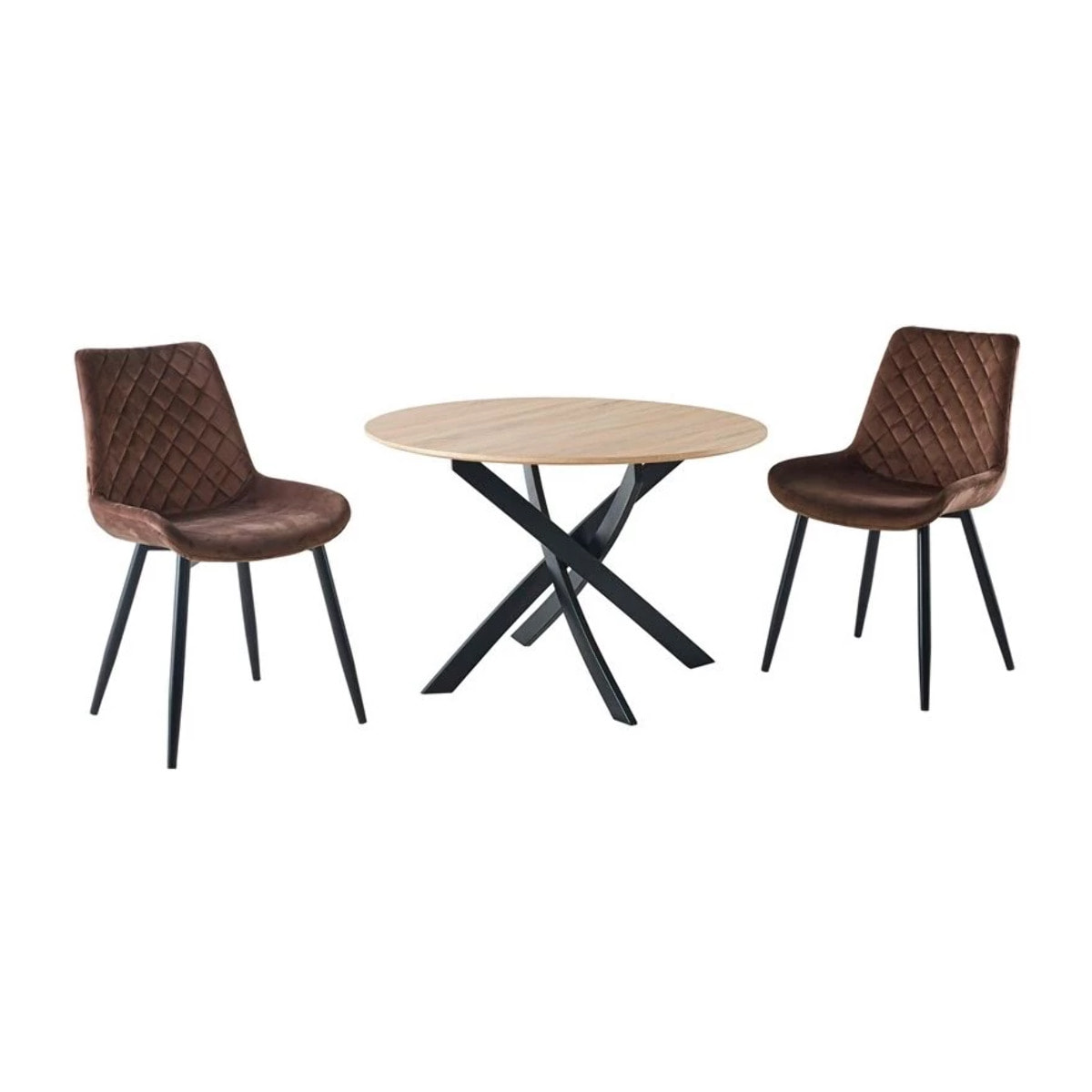 Mesa de comedor circular Zen 100 Roble salvaje - Negro