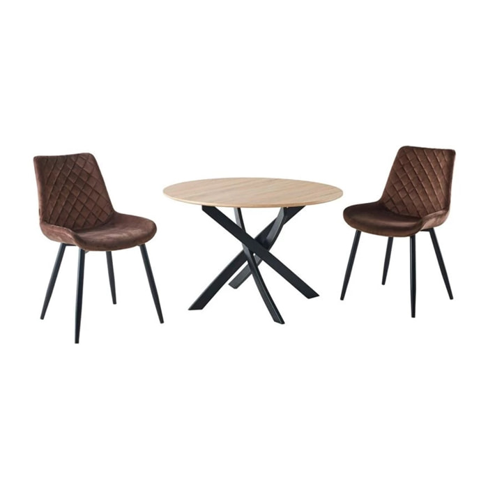 Mesa de comedor circular Zen 100 Roble salvaje - Negro