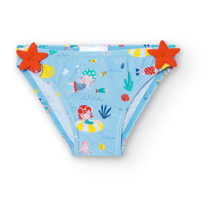 Braguita estampada niÃ±a, poliamida, azul claro