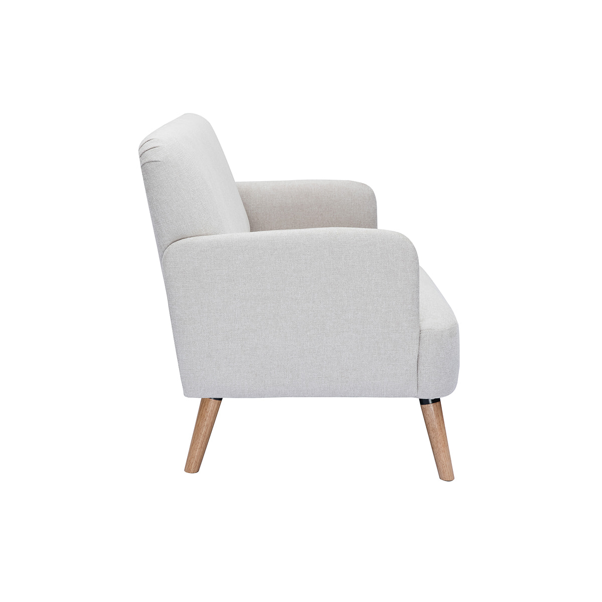 Canapé scandinave 2 places en tissu effet velours texturé beige et bois clair ISKO