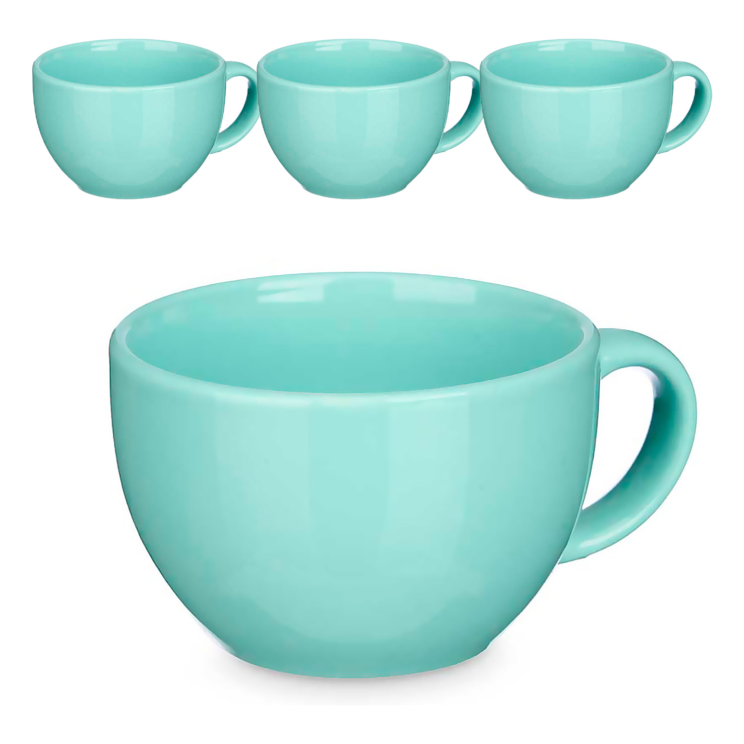Set de 4 tazones verde menta de porcelana. 480 ml de capacidad.