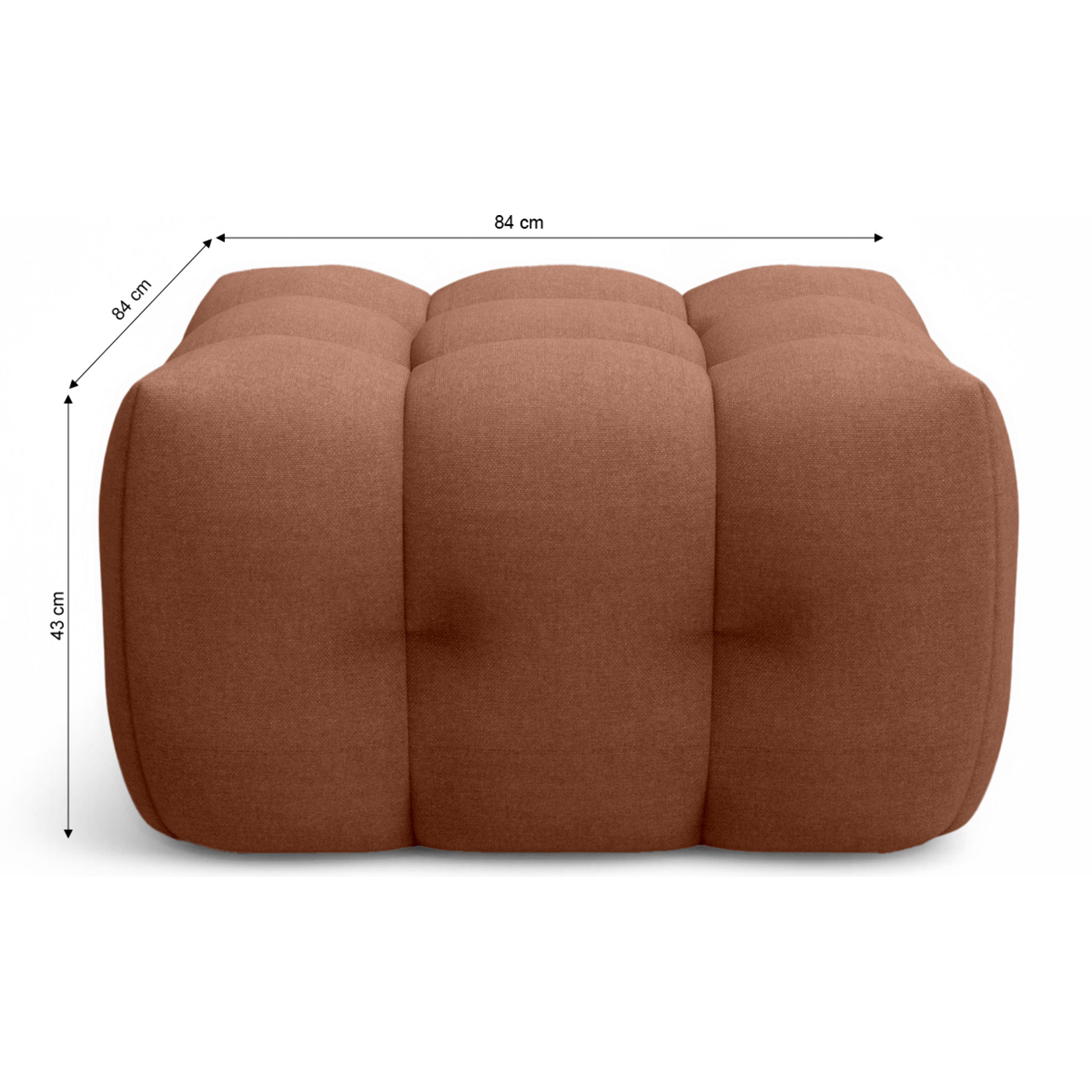 Pouf capitonné en tissu chenille - CESTER