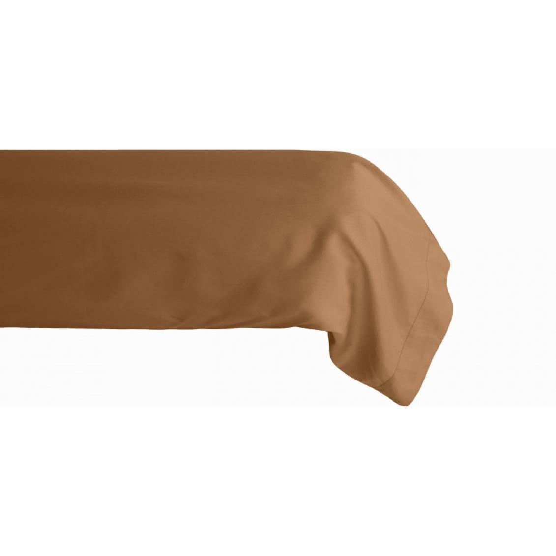 Taie de traversin Palace pur coton teint lavé, 63 fils/cm² Vent du sud - Palace Cognac - 43 x 195 cm