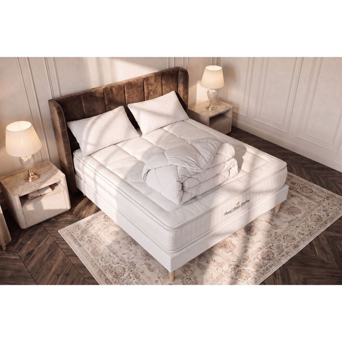 Pack George V + Sommier tapissier en kit cm d'épaisseur - Matelas à Ressorts ensachés et mémoire de forme de 28cm d'épaisseur