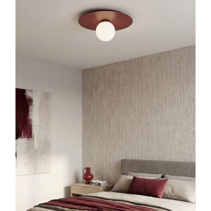 Lampada da soffitto SOLAR bordeaux con diffusore in vetro opalino