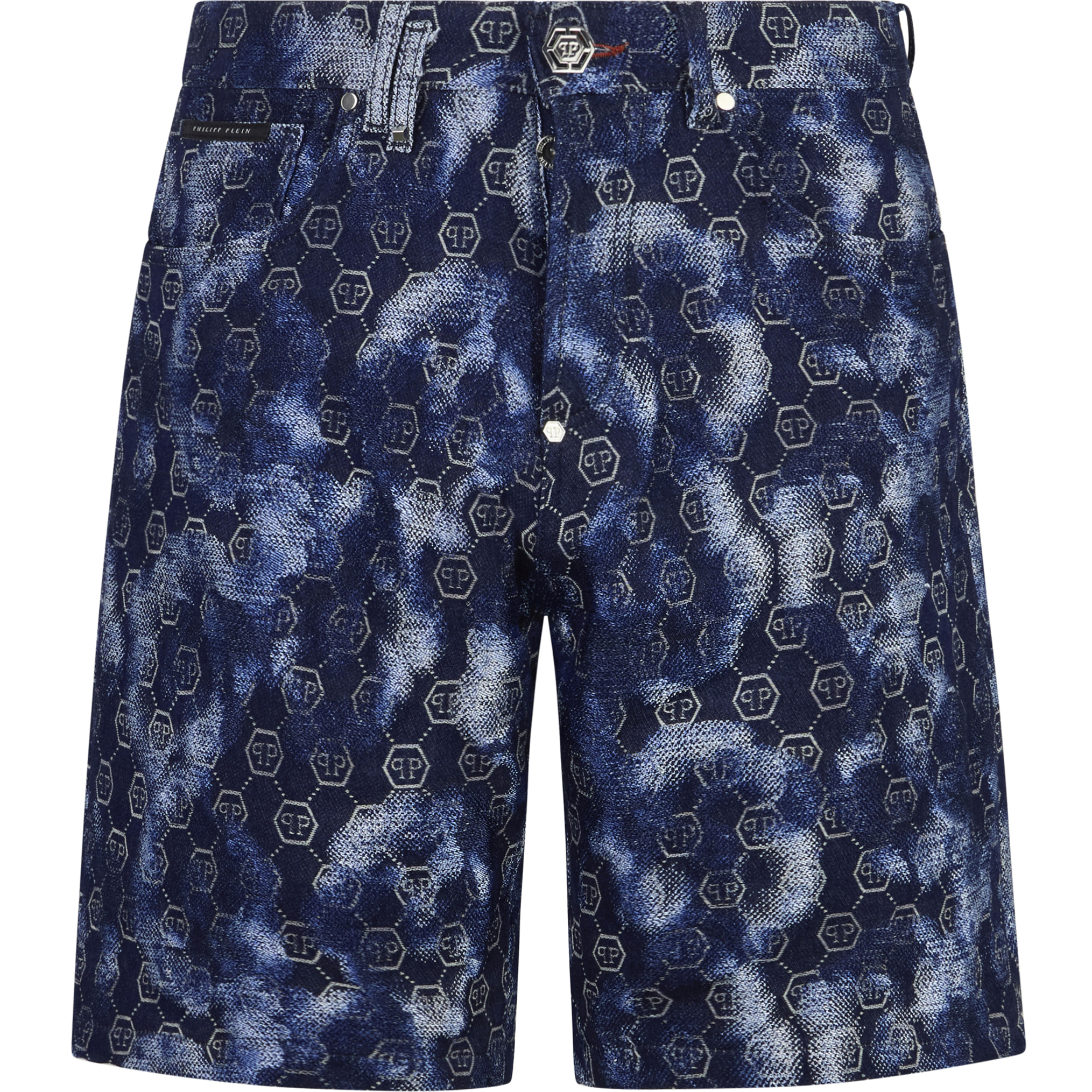 PHILIPP PLEIN Denim Shorts Jacquard Monogram