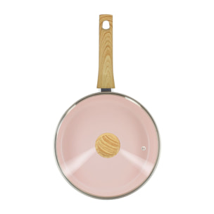 Sauteuse en revêtement céramique 24cm rose - tous feux COLORAMA