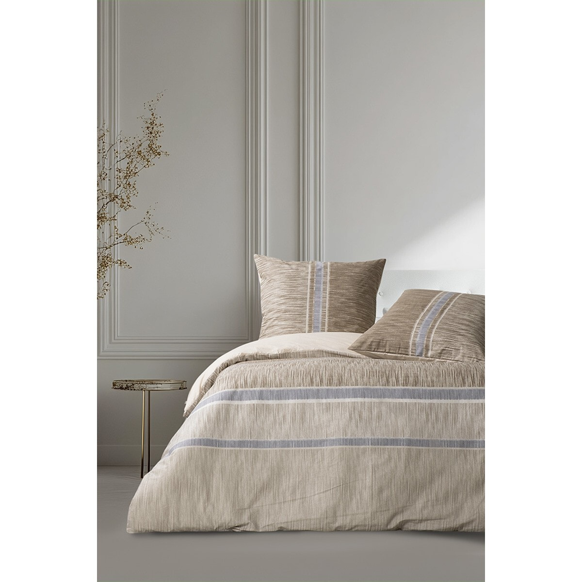 Housse de couette + taie(s) oreiller "Suvari" 100% coton imprimé.