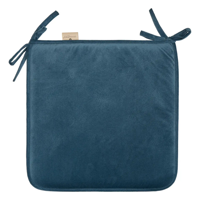 Galette de chaise Lilou bleu canard D38x38cm