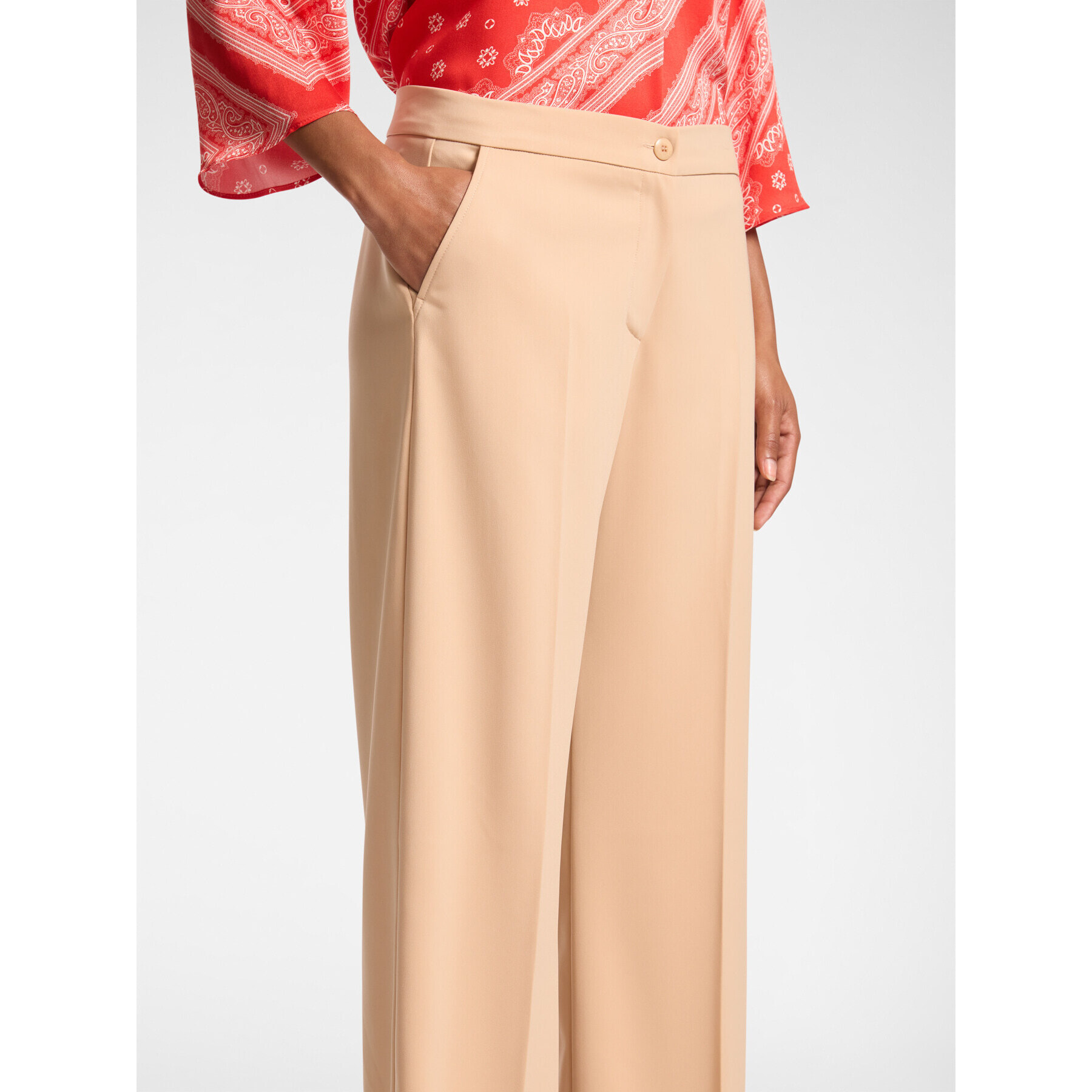 Elena Mirò - Pantaloni maschili in tessuto fluido - Beige