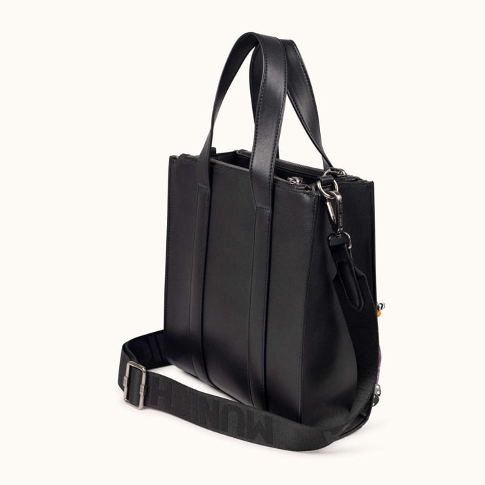 Bolso Crossbody Tote Negro con Charms y Doble Asa CHARMS CROSSBODY TOTE BLACK