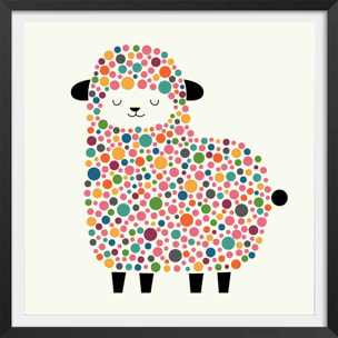Affiche  mouton à pois Affiche + cadre en bois - Noir