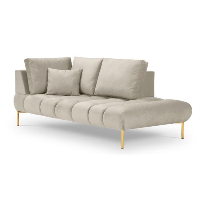 Méridienne droite "Hastings" 2 places en velours beige