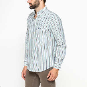 CAMICIA FANTASIA TINTO FILO CON COLLO BUTTON-DOWN