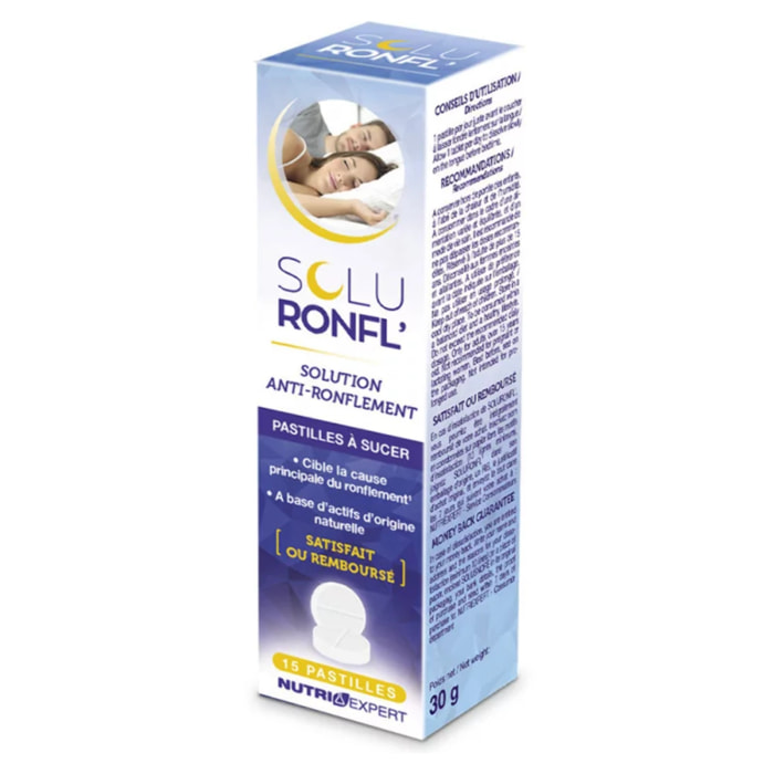 NUTRIEXPERT - Soluronfl' Pastilles - Solutions anti-ronflement - Action rapide - 15 ou 30 pastilles