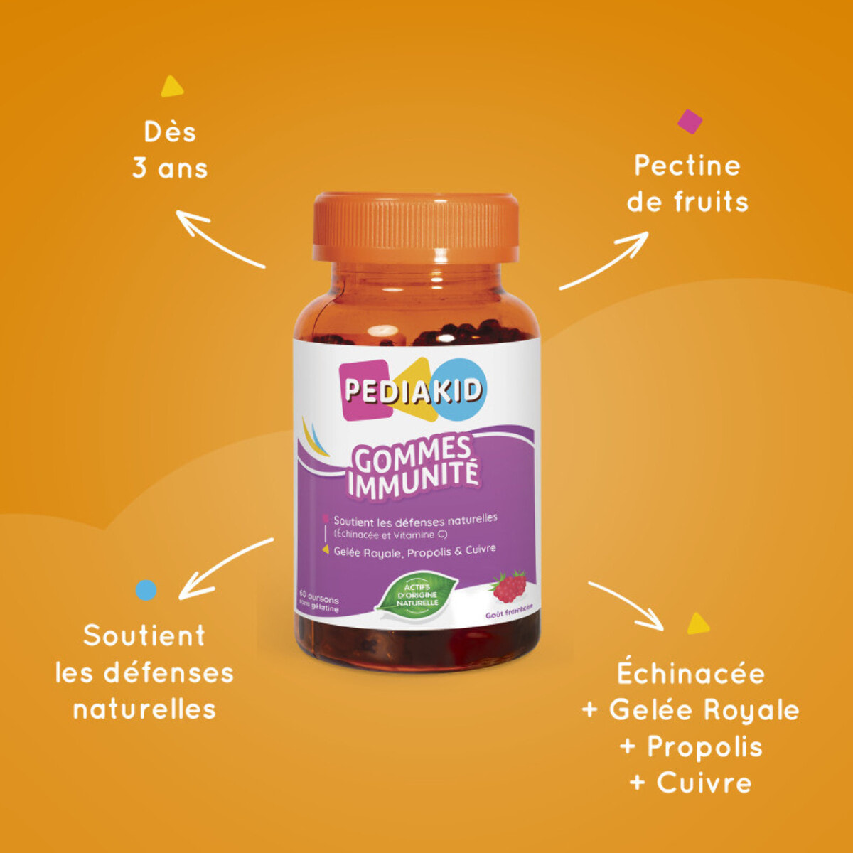 PEDIAKID - Pack Enfants Automne/Hiver - PEDIAKID Sirop Nez-Gorge + PEDIAKID 22 Vitamines & Oligo-éléments + PEDIAKID spray Nez-Gorge + PEDIAKID gommes immunité + PEDIAKID gommes P'tit Biotic