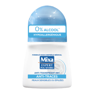 Lot de 12 - Mixa Déodorant bille 48h Anti-traces 50ml
