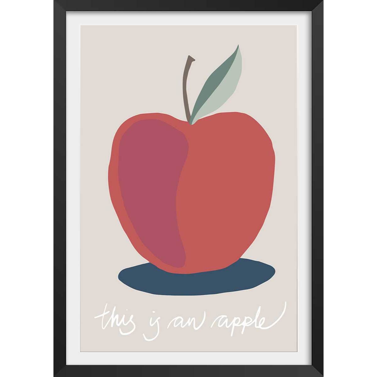 Affiche  apple-pomme Affiche + cadre en bois - Noir