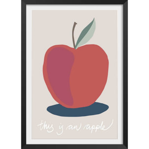 Affiche  apple-pomme Affiche + cadre en bois - Noir