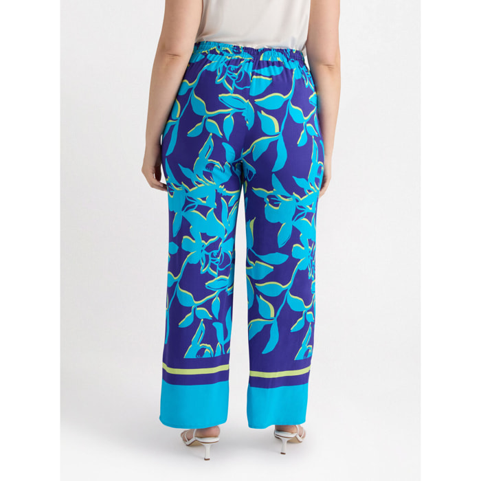 Fiorella Rubino - Pantalones florales de viscosa LENZING™ ECOVERO™ - Azul aciano