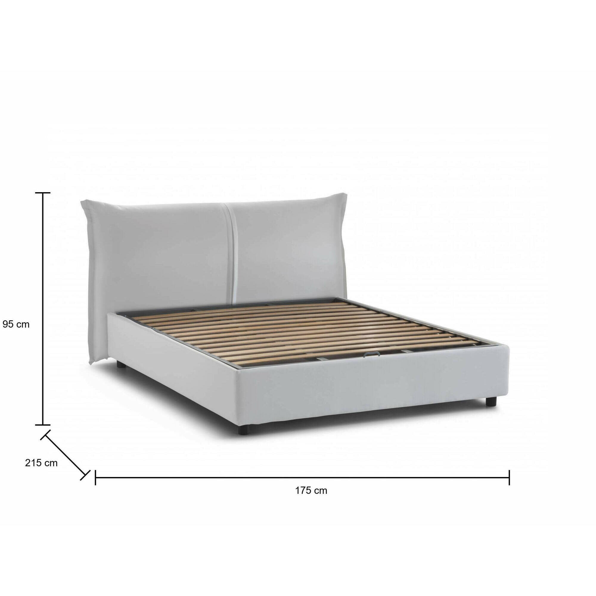 Letto matrimoniale Cesira, Letto contenitore con rivestimento in tessuto, 100% Made in Italy, Apertura frontale, adatto per materasso Cm 160x200, Bianco