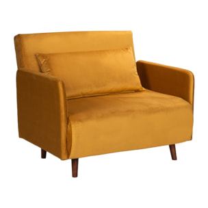 Belushi - Fauteuil convertible en velours : Couleur - Jaune moutarde