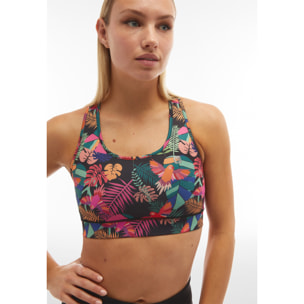 Reggiseno sportivo a sostegno medio stampa tropicale