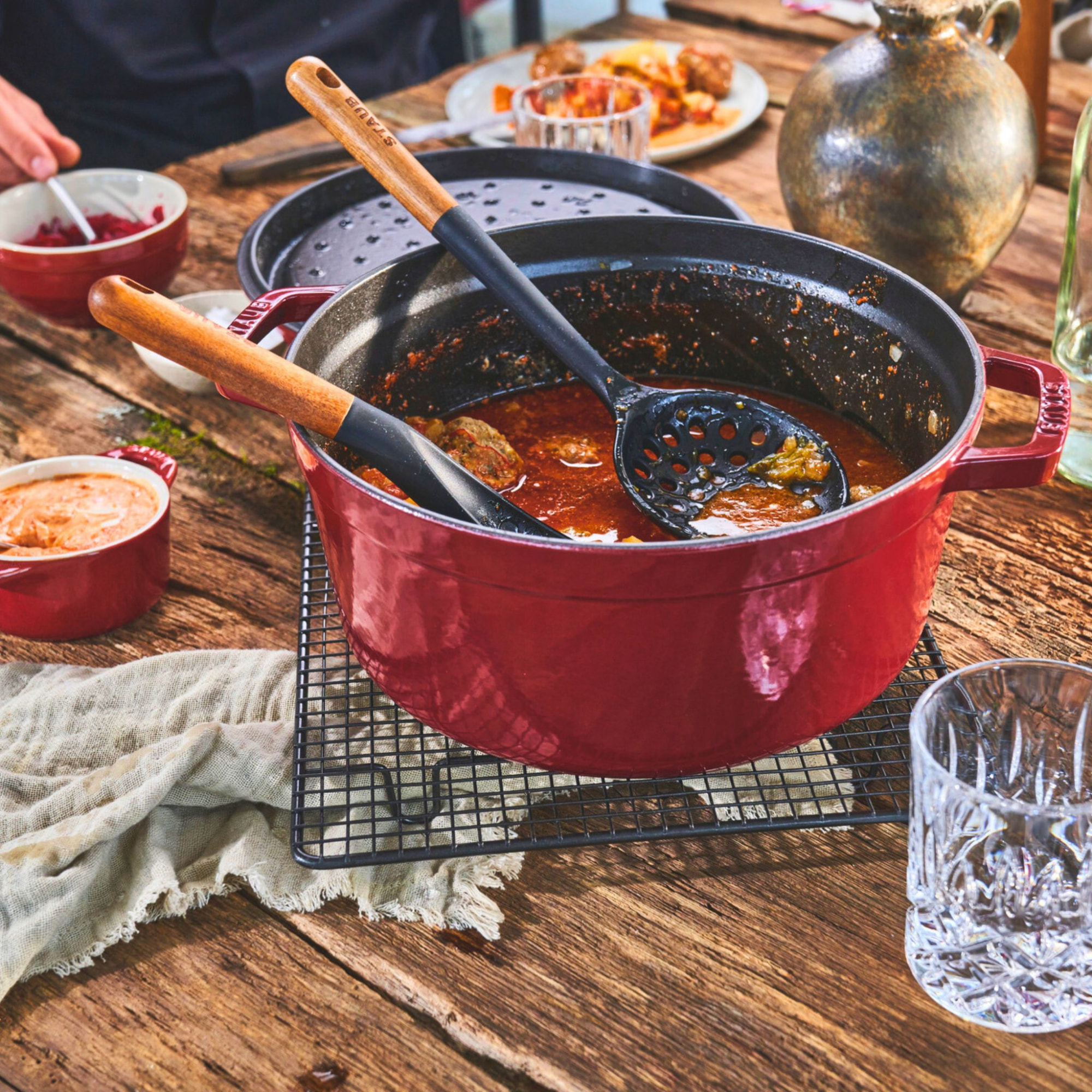 Cocotte 26 cm, Rond(e), Bordeaux, Fonte