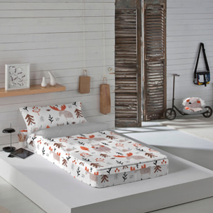 Icehome - Saco Nórdico Estampado - Infantil - Con cremallera - Incluye 1 Funda de Almohada - 100% Algodón - Wild Forest