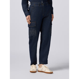 Oltre - Jeans cargo con micro cristales - Azul