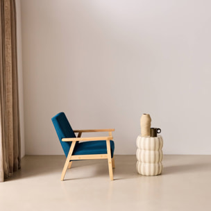 Fauteuil scandinave bois de peuplier, d'hévéa et tissu ISAK