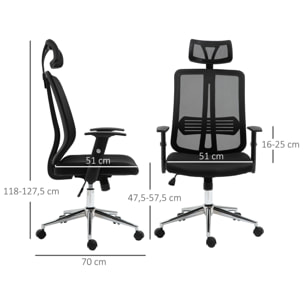 Fauteuil de bureau manager grand confort chaise de bureau réglable tissu maille polyester noir