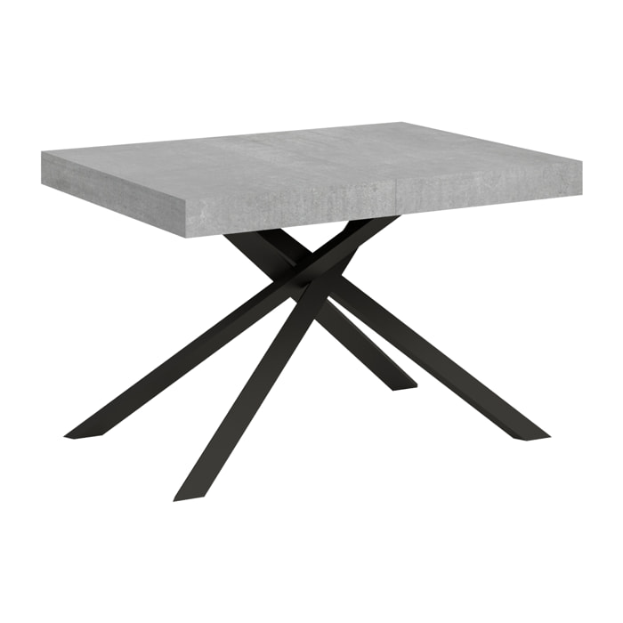 Table extensible 90x130/390 cm Karida gris béton pieds anthracite