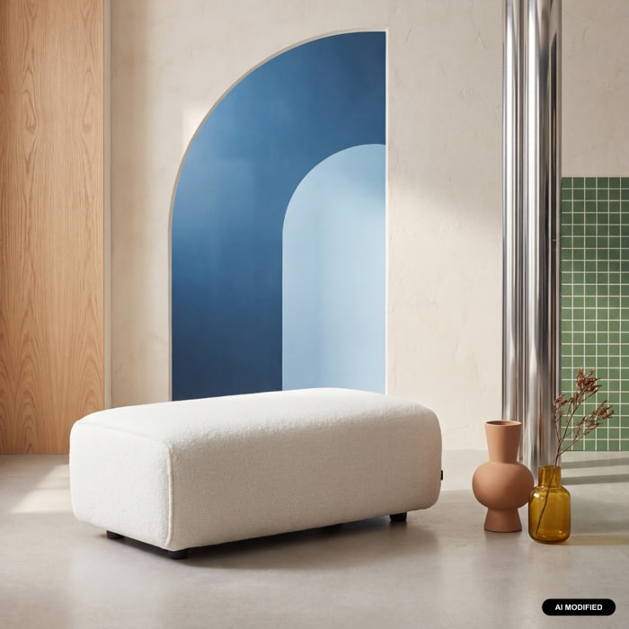 Pouf, repose-pieds pour canapé d'angle 3 places Wallas bouclette WALLAS