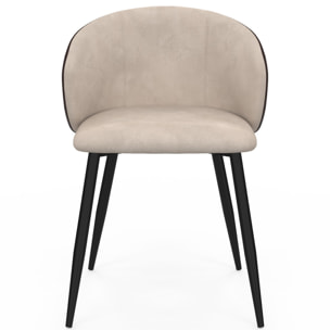 Chaises Léona bi-matière taupe et marron pieds métal noirs - lot de 2