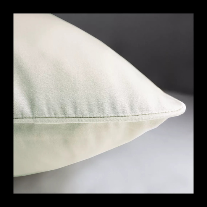 Lot de 2 taies satin de coton uni ivoire Ava uni angora