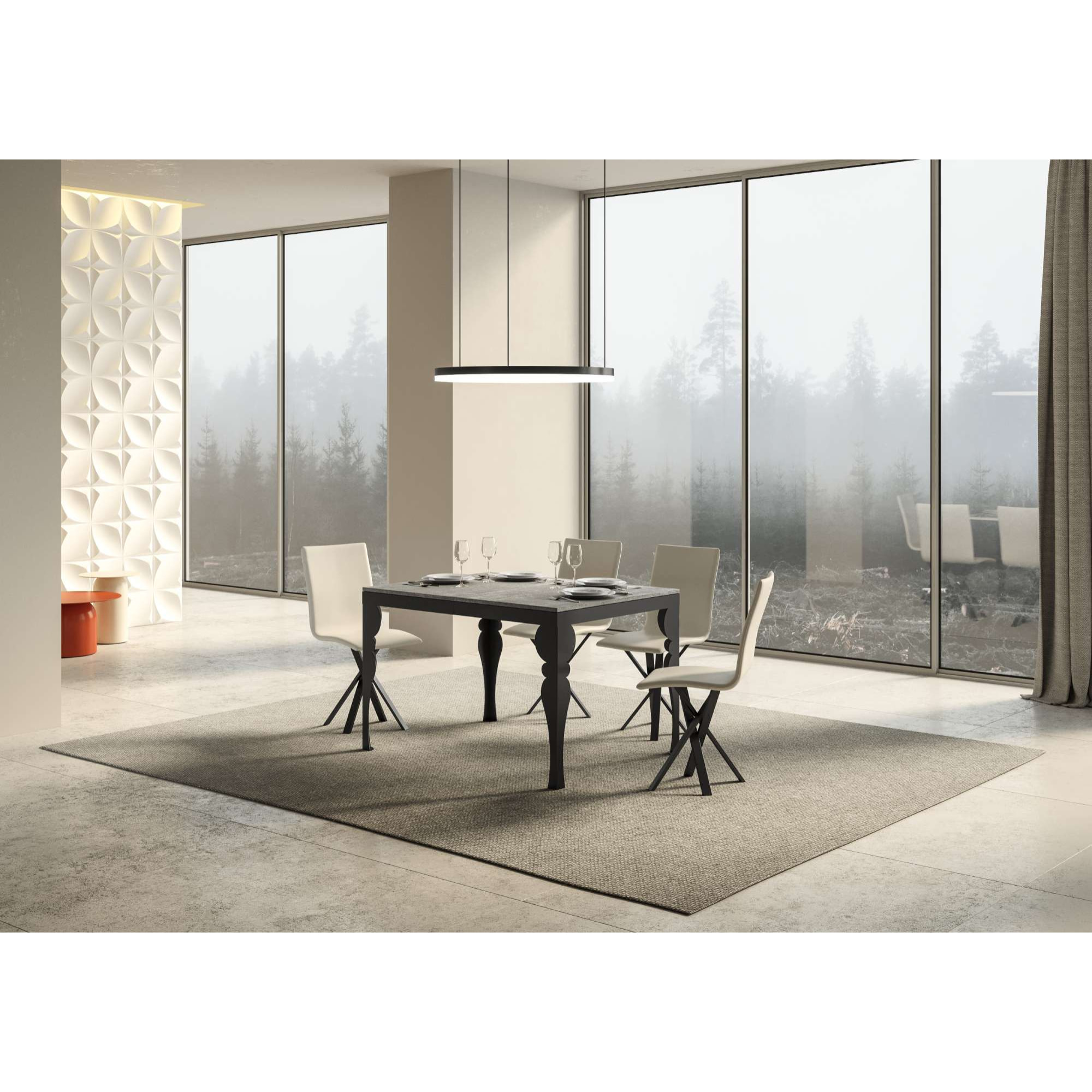 Mesa extensible 90x120/380 cm Paxon Evolution Cemento estructura Antracita