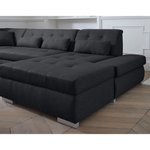 Vermont - canapé panoramique d'angle gauche - 7 places - XXL - Noir