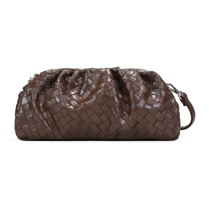 Bolso bandolera marrón con trenzado